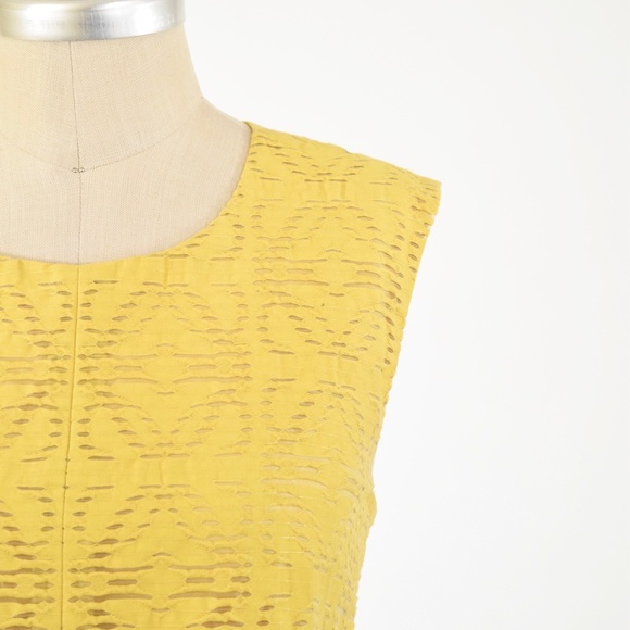 ❌SOLD❌J.Crew Yellow Jacquard Fit & Flare Dress - Picture 6 of 8